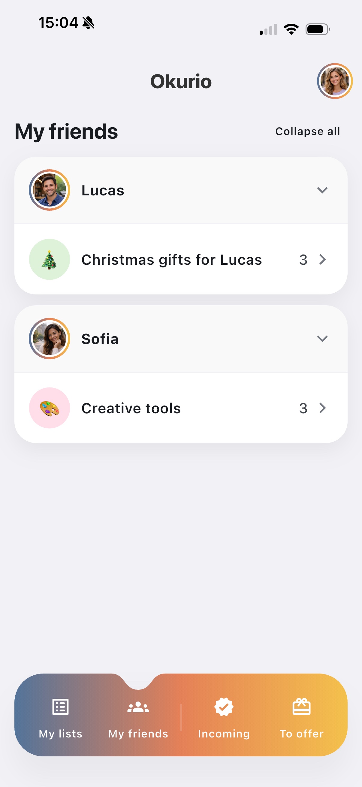 Capture Okurio pour rejoindre la liste d un ami