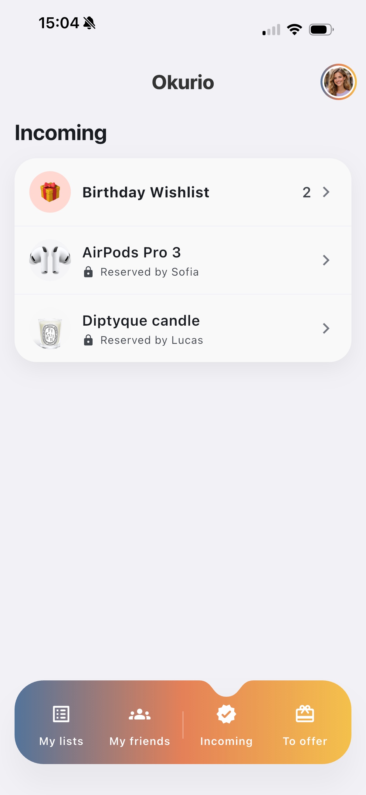 Capture Okurio pour les articles déjà réservés